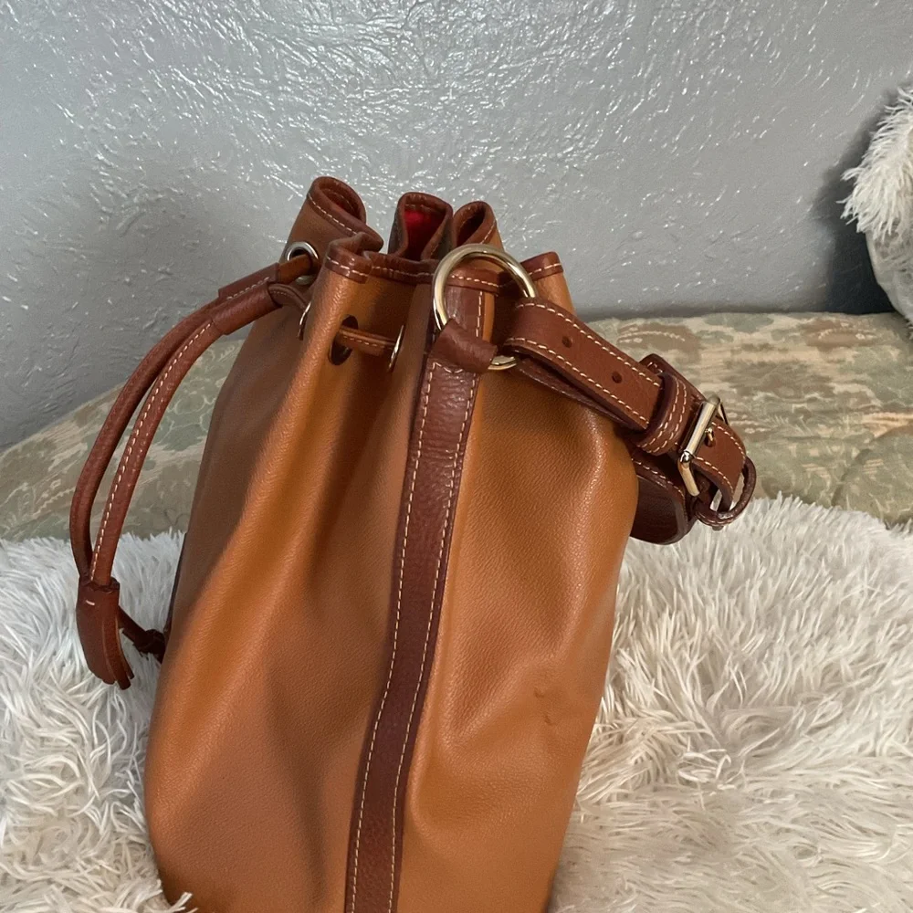 Dooney & Bourke 
Brown Leather Drawstring Bucket Bag - Picture 5 of 9
